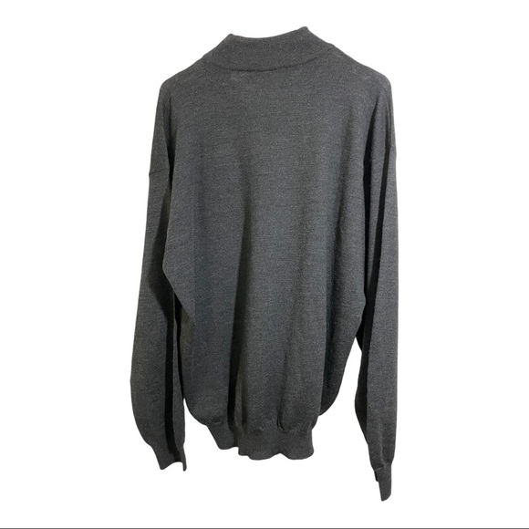 Marconi mens Italian round collar ribbed merino wool sweater. Grey black large - Picture 8 of 10
